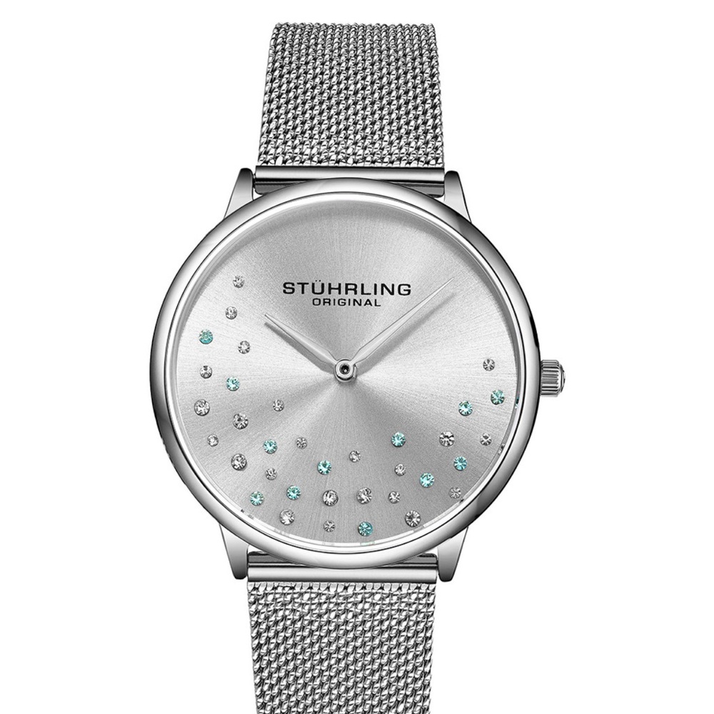 Stuhrling Original Silver Watch with Blue Accents